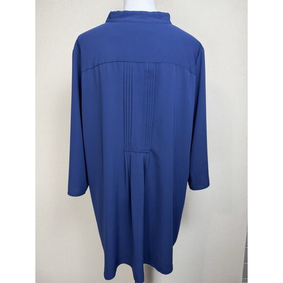 Susan Graver Navy Blue Women's Top Blouse Tunic Button Up Pinch Pleated SZ XL - Picture 6 of 16